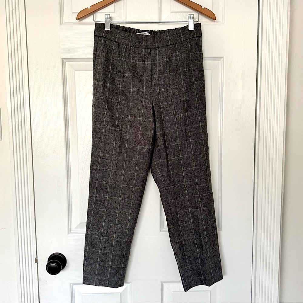 Babaton Charcoal Plaid Cropped Trousers